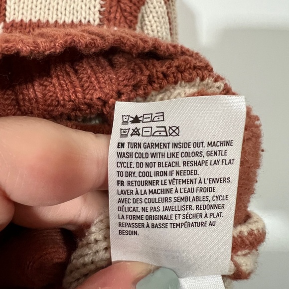AE Checker Cardigan in Burnt Orange and Cream Size Medium Cotton Blend - Picture 8 of 10
